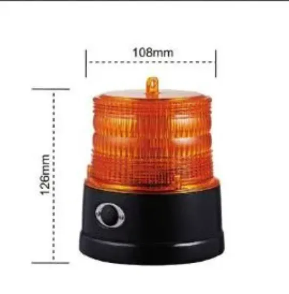 5" Class III Amber LED Beacon Warning Light – 5 LED, Single Flash, Battery Powered, Magnetic Mount
