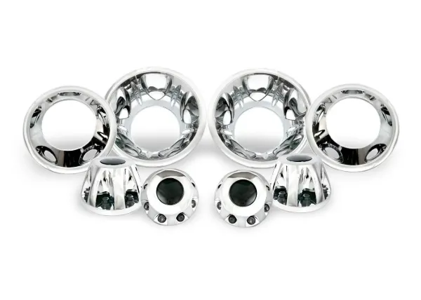 17" x 6.5" ABS Chrome Wheel Simulator Set – Chevy & GMC 3500 HD, 8 Lug, 210mm, 5 Hand Hole, 2011 & Up
