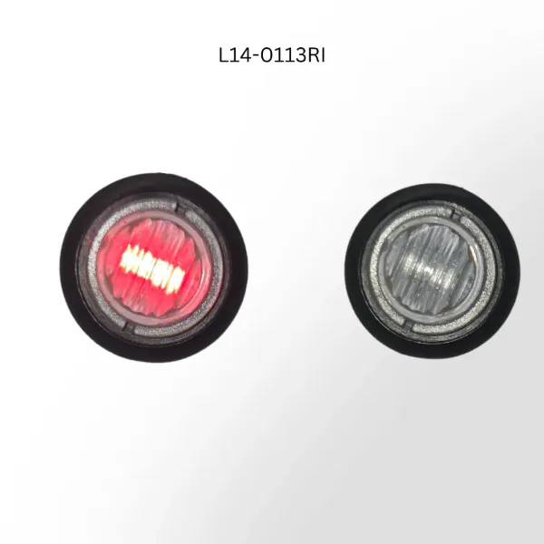 3/4" Round Red LED Marker/Clearance Light – Clear Lens, 2 SMD, PC2, Grommet Mount, 20" Bare Leads
