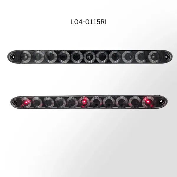 15" Red 3-LED Trailer Identification Light Bar – Clear Lens, Surface Mount