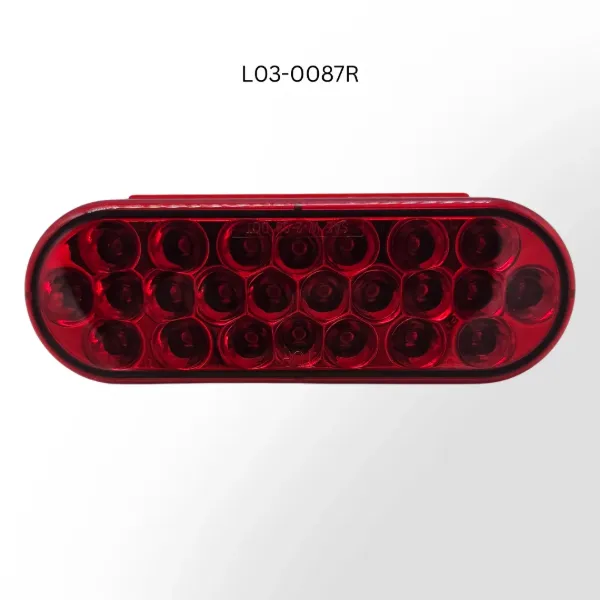 6" Oval Red LED Stop, Turn & Tail Light – 24 LED, 9–36V, Grommet Mount