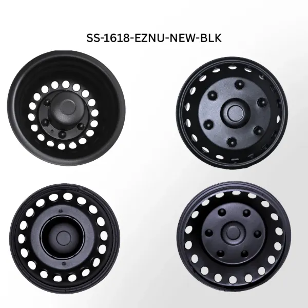 16" × 6.5" Sprinter Wheel Simulator Set – Matte Black, 6-Lug, Snap-On, 18-Hole Design