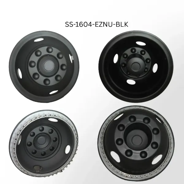 16" x 6" Universal 4WD Wheel Simulator Set – Matte Black, 8-Lug 6.5" Bolt Pattern, 360° Retention