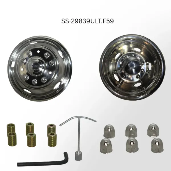 19.5" x 6" Wheel Simulator Set – Ford F-59 2024, 10 Lug, 225mm, 5 Hand Hole, Over-the-Lug Bolt-On