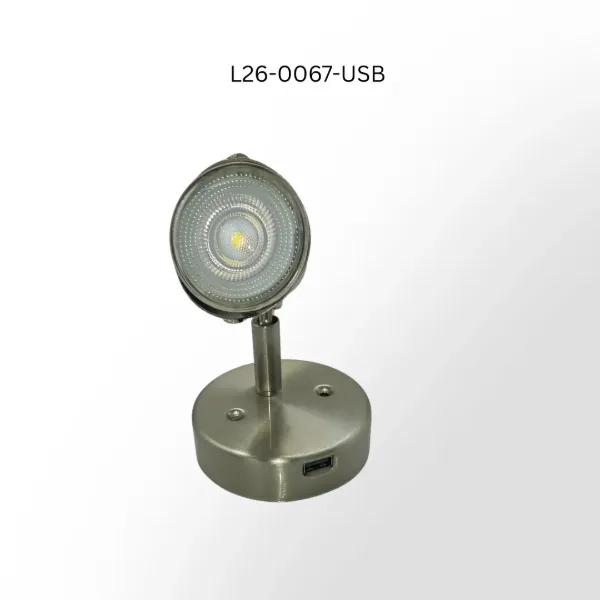 20-LED Reading Light with USB Port & Switch – 12V, Pure White, Satin Chrome