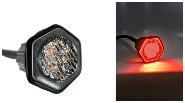 Warning Class 1 Hide-A-Way 6 Red Led 14 Patterns 12/24V Ip67 Pc Lens Alum Base