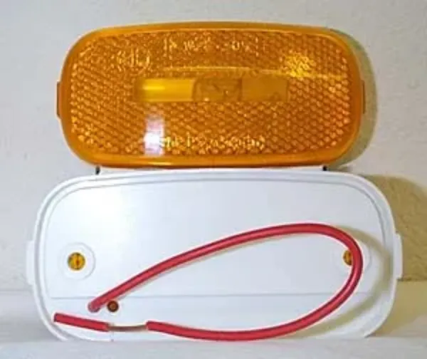 4 x 2 Inch Amber Incandescent Marker Light with Reflector – Single Bulb, Single Wire