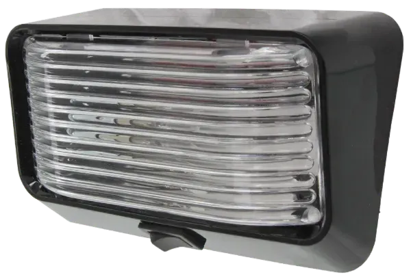 12V Interior Utility Light with Switch – Clear Lens, Black Base, 6" x 3.5"