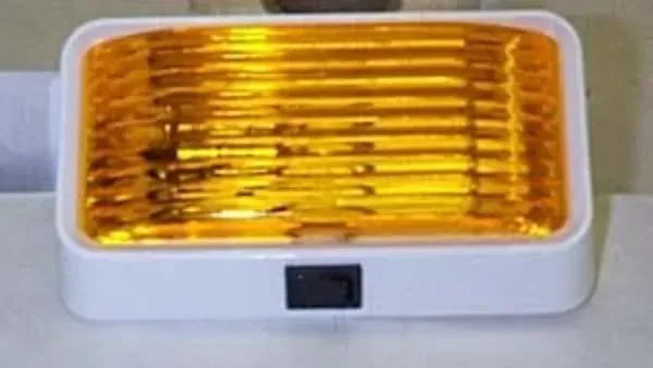 Rectangular Incandescent Amber Lens W/ Switch 2 Bare Wire