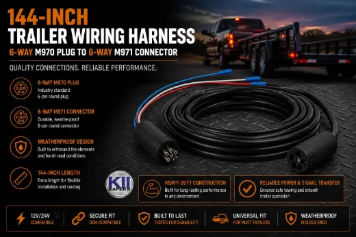144 inch Trailer Harness with 6 Way M970 Plug and 6 Way M971 Plug