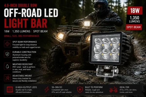 Off Road LED Light Bar Double Row Spot Beam 18W 1350 Lumen 4.6 Inch Aluminum Housing PC Lens