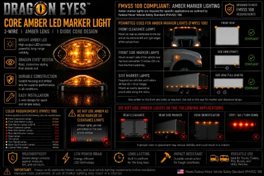 Dragon Eyes™ Pro Amber LED Marker Light – 2-Wire