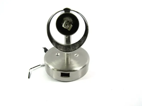 Satin Chrome Reading Light Fixture with USB Port & On/Off Switch – Fixture Only
