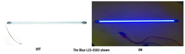 24-Inch Low-Profile Blue LED Light Bar – 12V, Aluminum Housing with Mounting Wings