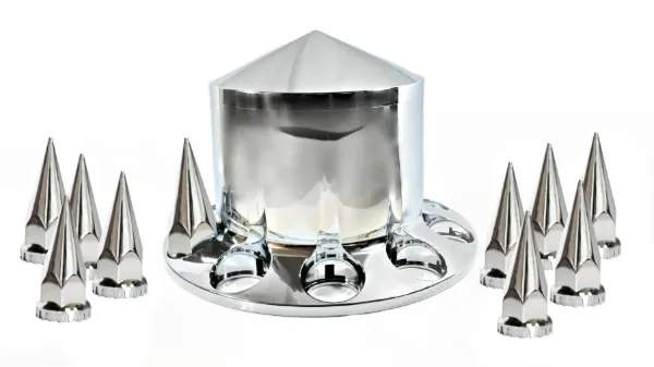 22.5" & 24.5" Rear Axle Cover – 33mm Lug Nuts with Madonna Cap & Spike Lug Nut Covers
