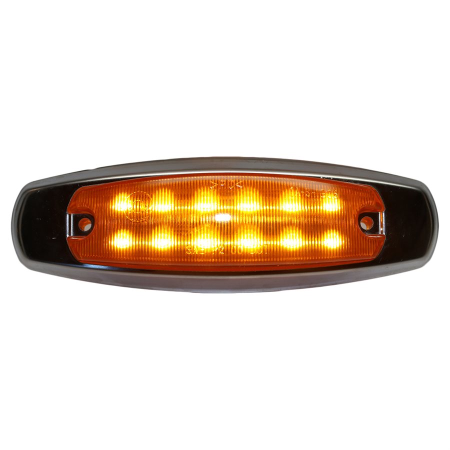 PETERBILT MARKER LIGHT, 12 LED, AMBER, W / STAINLESS STEEL BEZEL