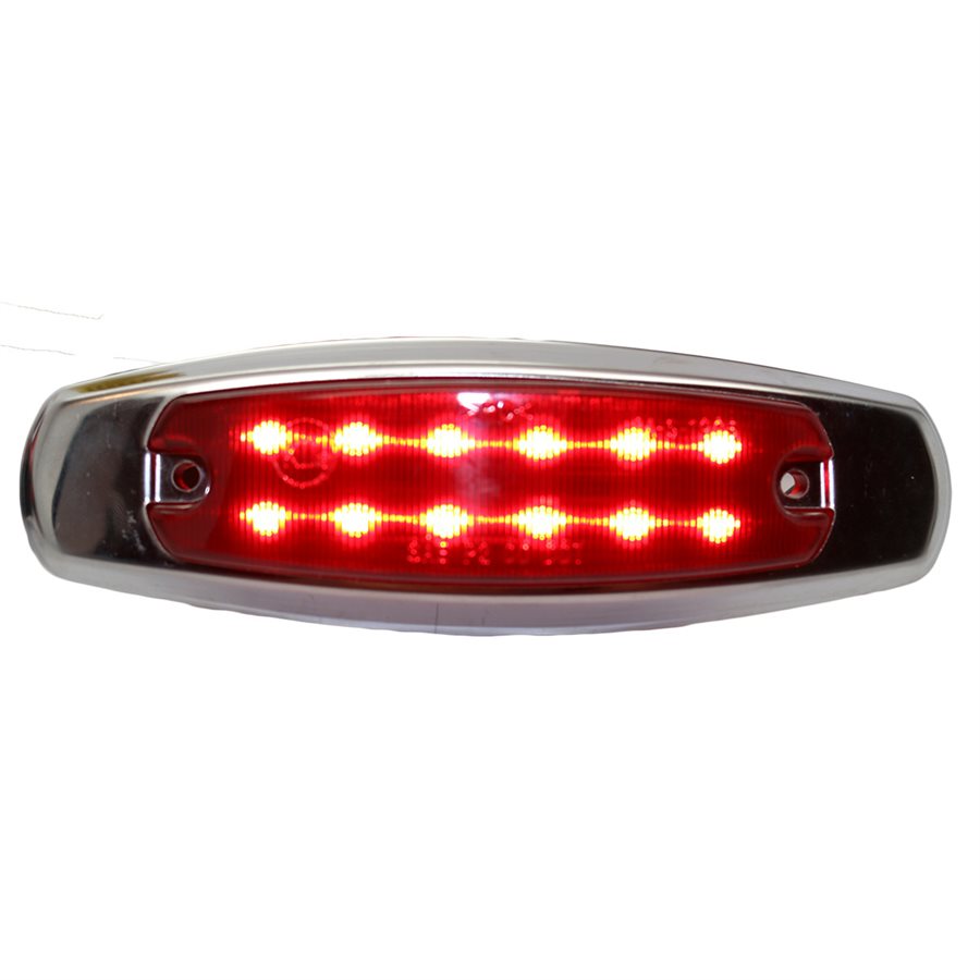 PETERBILT MARKER LIGHT, 12 LED, RED, W / STAINLESS STEEL BEZEL