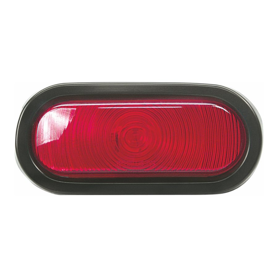 6" OVAL TAIL LIGHT, INCANDESCENT, RED, W / GROM. / PIGTAIL