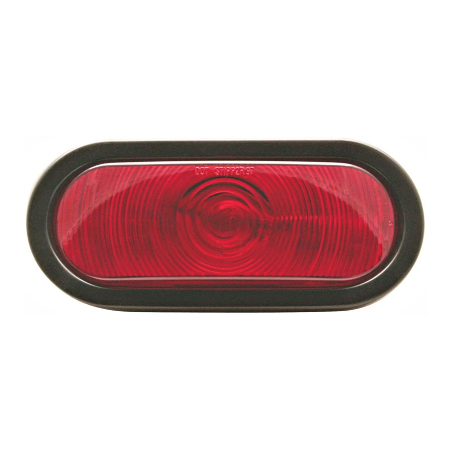6" OVAL TAIL LIGHT, INCANDESCENT, RED, LOW PROFILE W / GROM. / PIGTAIL