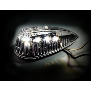MARKER LIGHT, SIGNATURE, TEARDROP, 10 WHITE DIODES, CLEAR LENS, W / CHROME