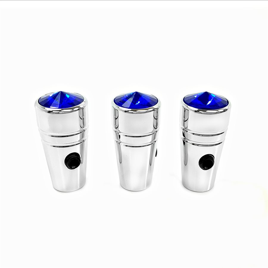 TOGGLE SWITCH EXTENDERS, PB GUARDED, CHROME, W / BLUE JEWEL, 3 / PK